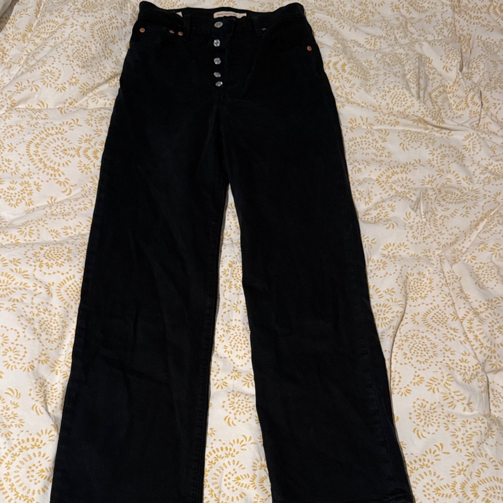 Levi's Black RIBCAGE STRAIGHT ANKLE WOMEN'S JEANS (W26 L29)